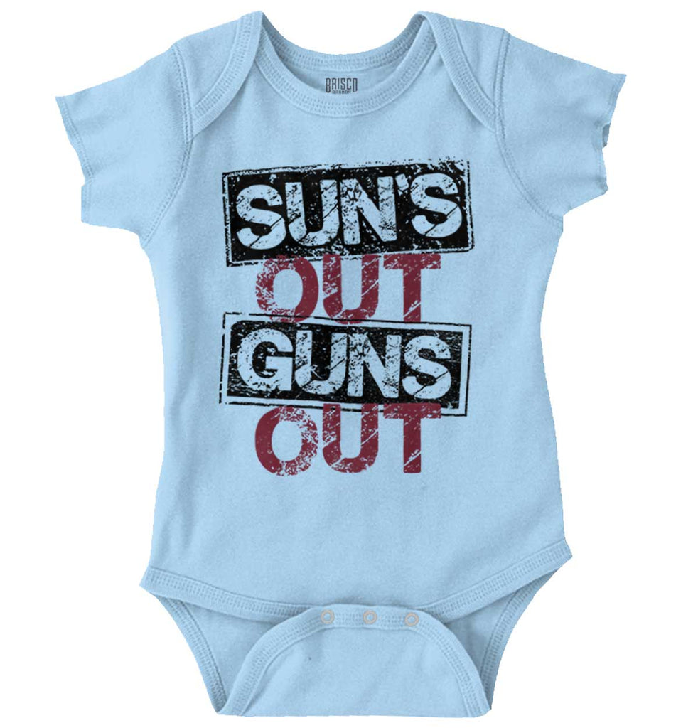 Guns Out Romper Bodysuit-Direct To Garment Print-Brisco Baby