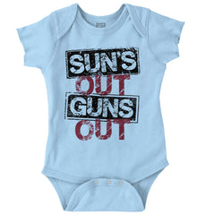 Guns Out Romper Bodysuit-Direct To Garment Print-Brisco Baby