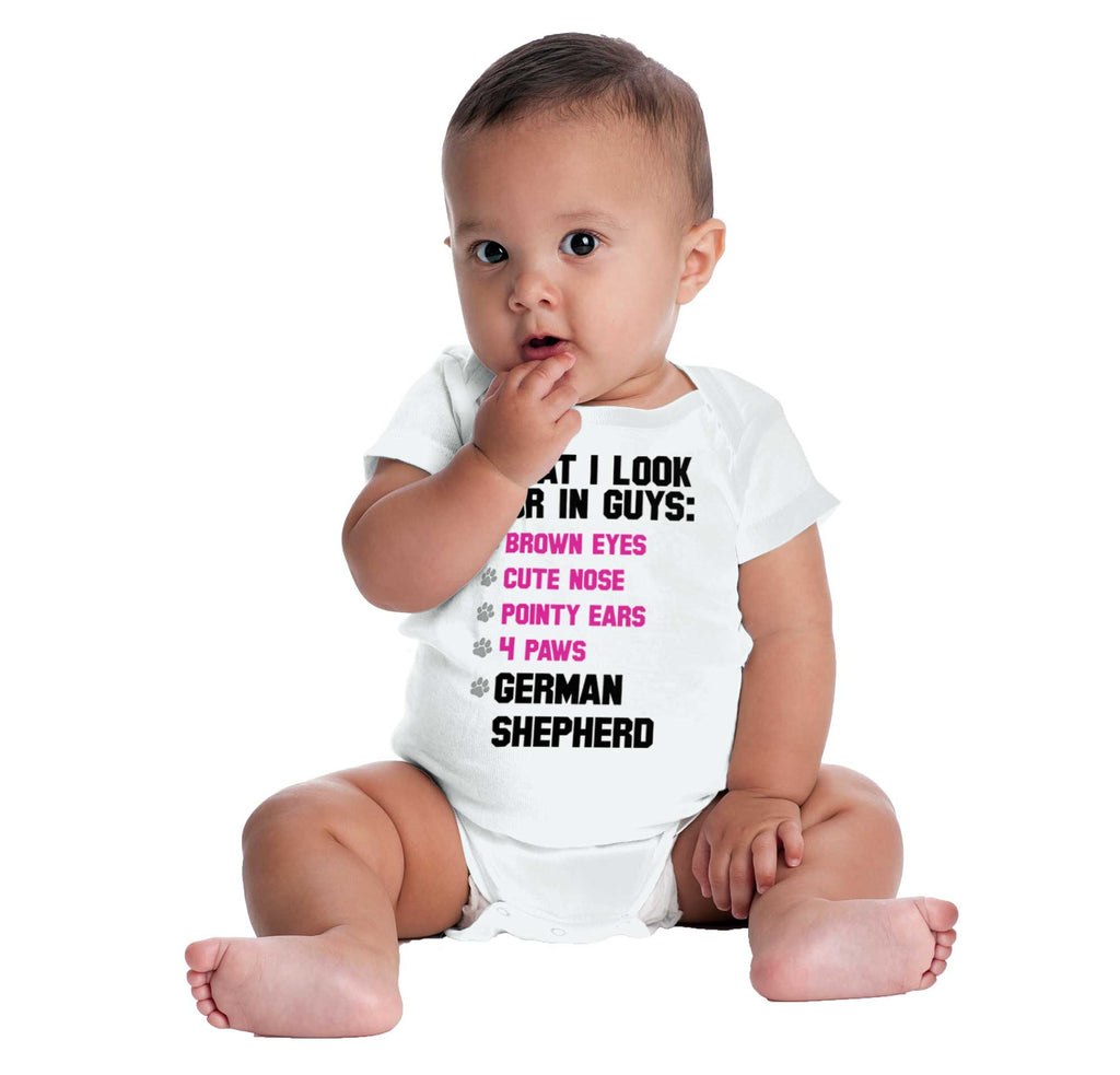 German Shepherd List Romper Bodysuit-Direct To Garment Print-Brisco Baby