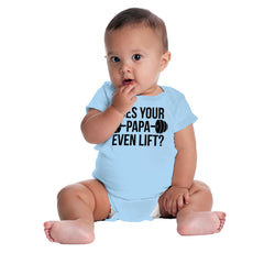 Does Your Papa Lift? Romper Bodysuit-Direct To Garment Print-Brisco Baby