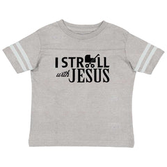 Stroll With Jesus Toddler Football Jersey Tee-Direct To Garment Print-Brisco Baby