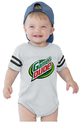Gamer Dude Video Gaming Geek Football Romper Bodysuit-Direct To Garment Print-Brisco Baby