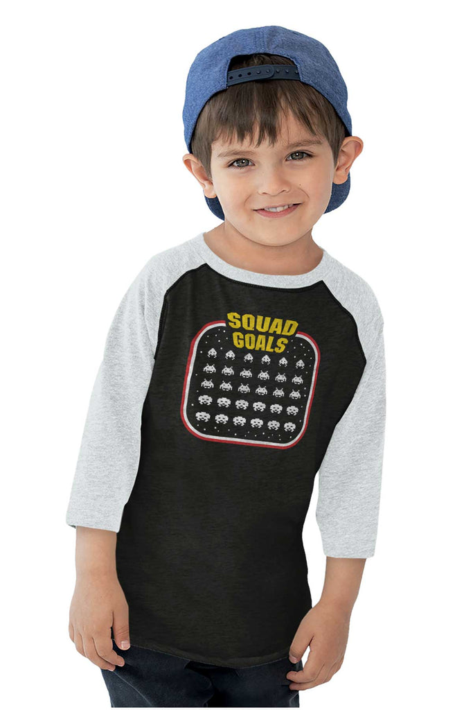 Squad Goals Video Gaming Nerd Toddler Baseball-Direct To Garment Print-Brisco Baby