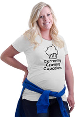 Currently Craving Cupcakes Maternity T-Shirt-Direct To Garment Print-Brisco Baby
