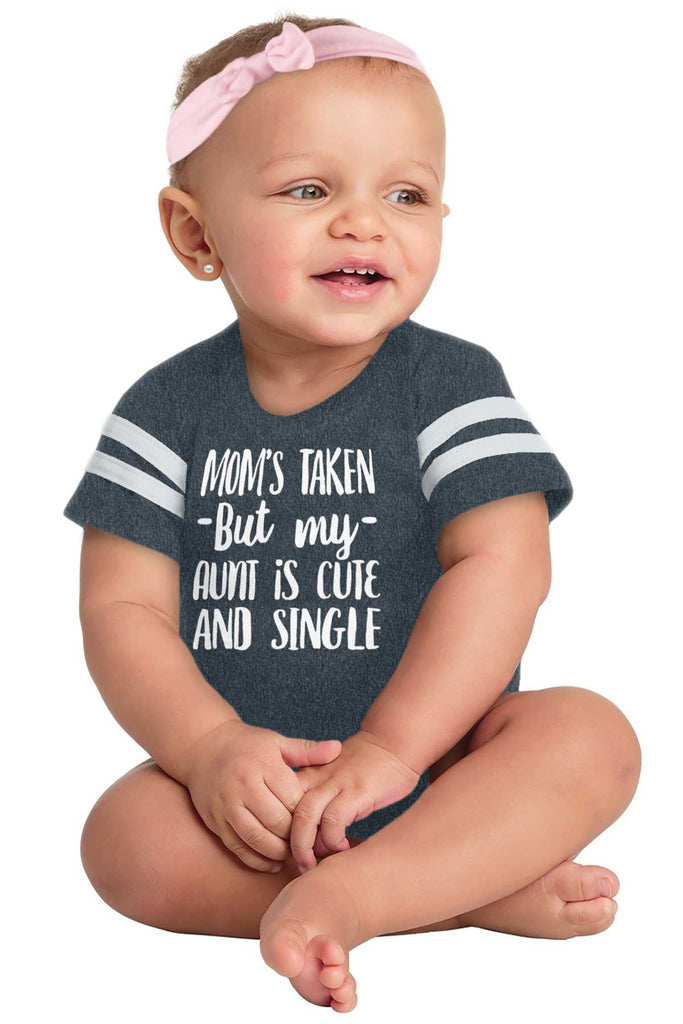 Aunt is Single Football Romper Bodysuit-Direct To Garment Print-Brisco Baby