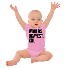 Worlds Okayest Kid Romper Bodysuit-Direct To Garment Print-Brisco Baby