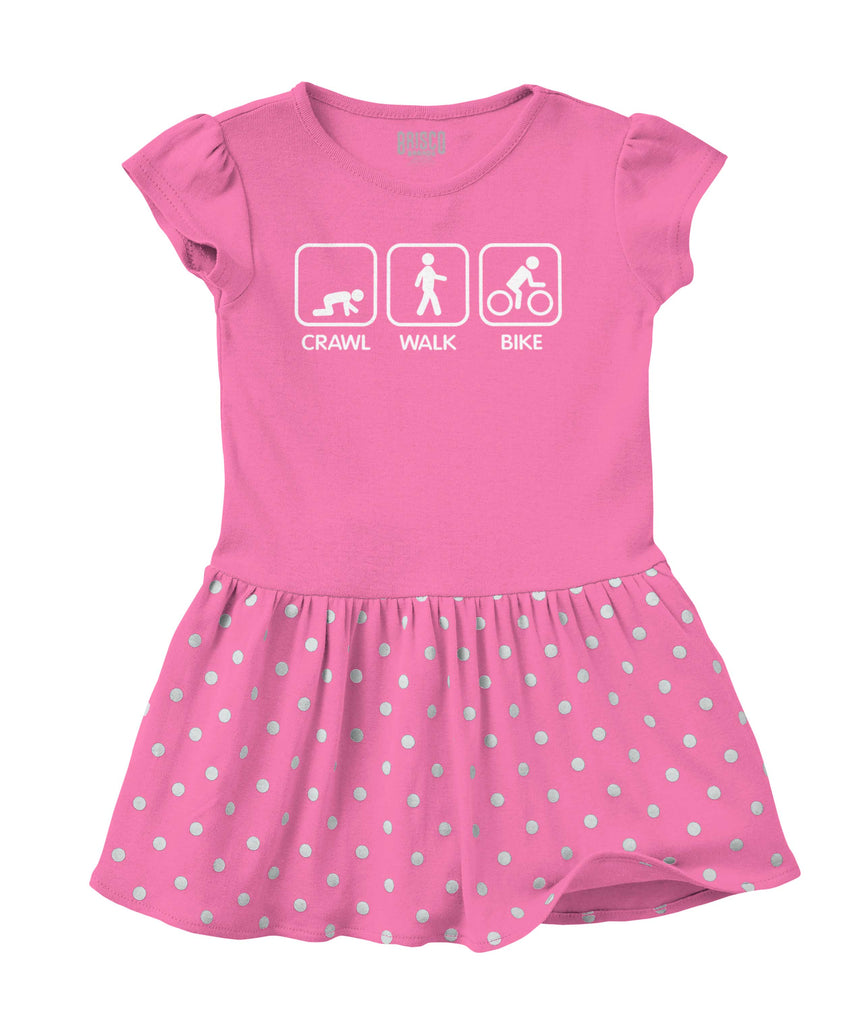 Crawl Walk Bike Baby Polka Dot Skirt Dress-Direct To Garment Print-Brisco Baby