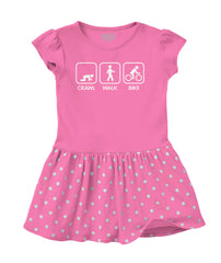 Crawl Walk Bike Baby Polka Dot Skirt Dress-Direct To Garment Print-Brisco Baby