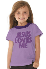 Christ Loves Me Toddler Ruffled Trim T-Shirt-Direct To Garment Print-Brisco Baby