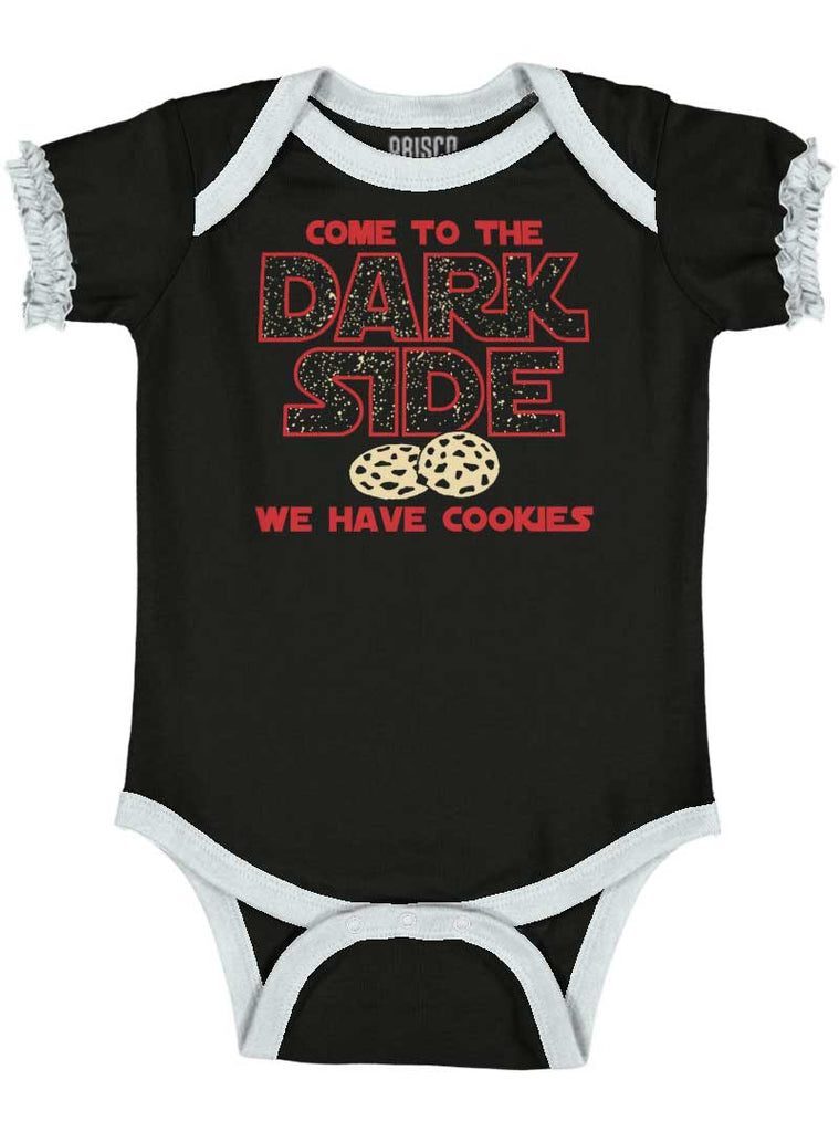 Come To The Dark Side Baby Ruffled Trim Romper-Direct To Garment Print-Brisco Baby