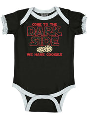Come To The Dark Side Baby Ruffled Trim Romper-Direct To Garment Print-Brisco Baby
