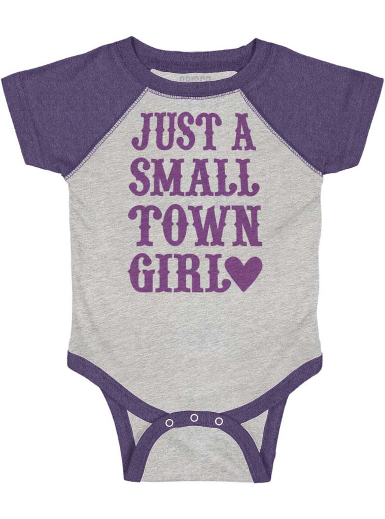 Small Town Girl Raglan Romper Bodysuit-Direct To Garment Print-Brisco Baby