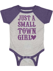 Small Town Girl Raglan Romper Bodysuit-Direct To Garment Print-Brisco Baby