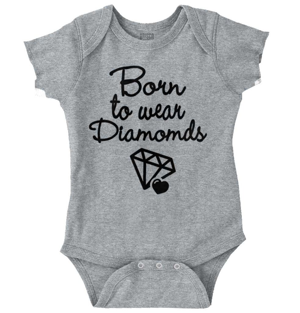 Born To Wear Diamond Romper Bodysuit-Direct To Garment Print-Brisco Baby