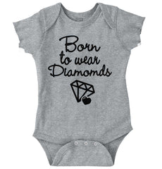 Born To Wear Diamond Romper Bodysuit-Direct To Garment Print-Brisco Baby