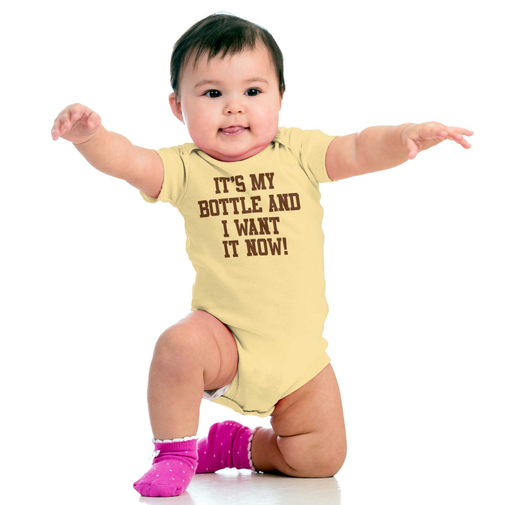 I Want It Now Romper Bodysuit-Direct To Garment Print-Brisco Baby