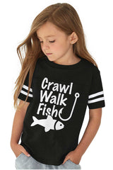 Crawl Walk Fish Toddler Football Jersey Tee-Direct To Garment Print-Brisco Baby