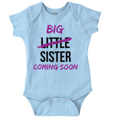Big Little Sister Coming Soon Romper Bodysuit-Direct To Garment Print-Brisco Baby