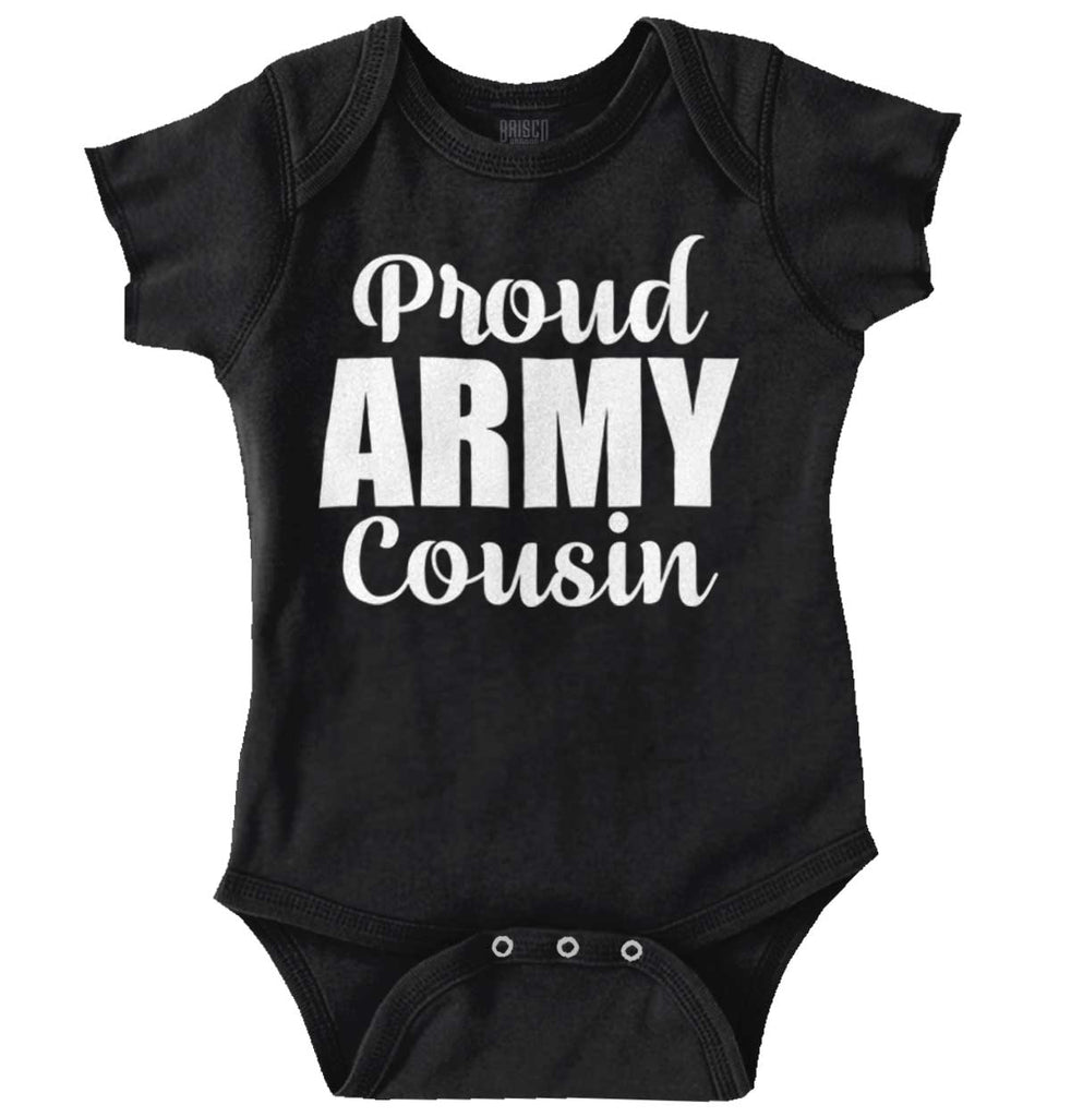 Proud Army Cousin Romper Bodysuit-Direct To Garment Print-Brisco Baby