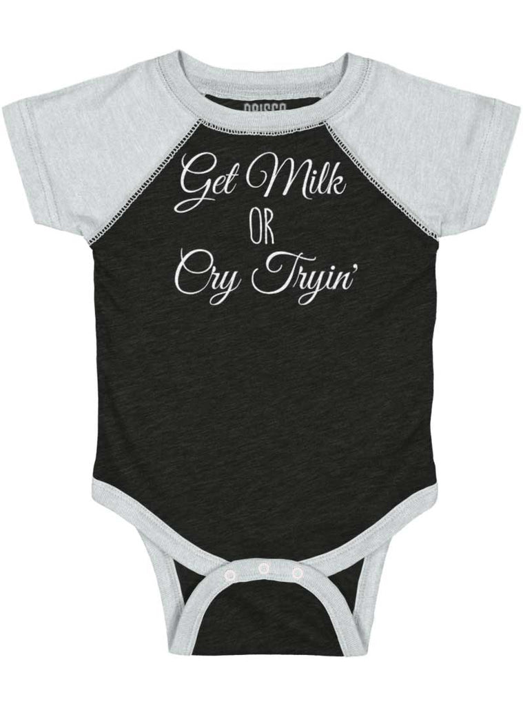 Get Milk Raglan Romper Bodysuit-Direct To Garment Print-Brisco Baby