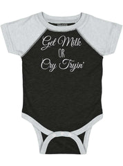 Get Milk Raglan Romper Bodysuit-Direct To Garment Print-Brisco Baby