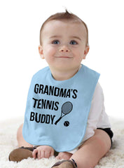 Grandma's Tennis Buddy Infant Baby Bib-Direct To Garment Print-Brisco Baby