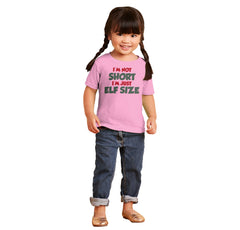 Not Short Elf Size Infant Toddler T Shirt-Direct To Garment Print-Brisco Baby