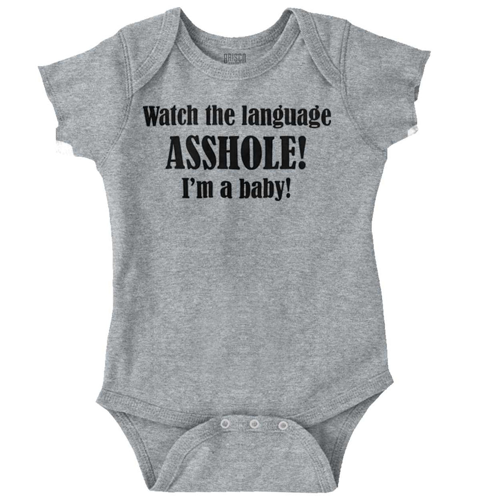 Watch The Language Romper Bodysuit-Direct To Garment Print-Brisco Baby