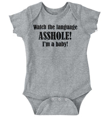 Watch The Language Romper Bodysuit-Direct To Garment Print-Brisco Baby