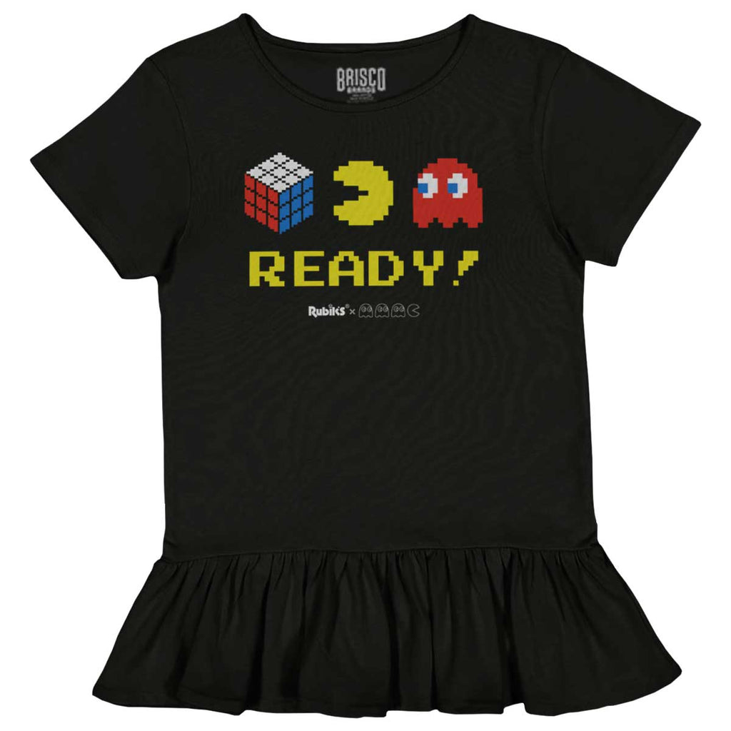 Ready Pac-Man Toddler Ruffle Bottom Tee-Direct To Garment Print-Brisco Baby