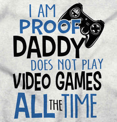 Daddy Plays Video Games Toddler Baseball-Direct To Garment Print-Brisco Baby