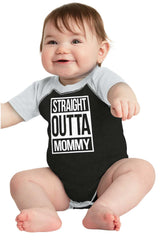 Straight Outta Mommy Raglan Romper Bodysuit-Direct To Garment Print-Brisco Baby
