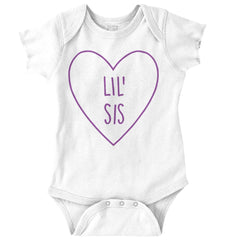Lil' Sis Heart Romper Bodysuit-Direct To Garment Print-Brisco Baby