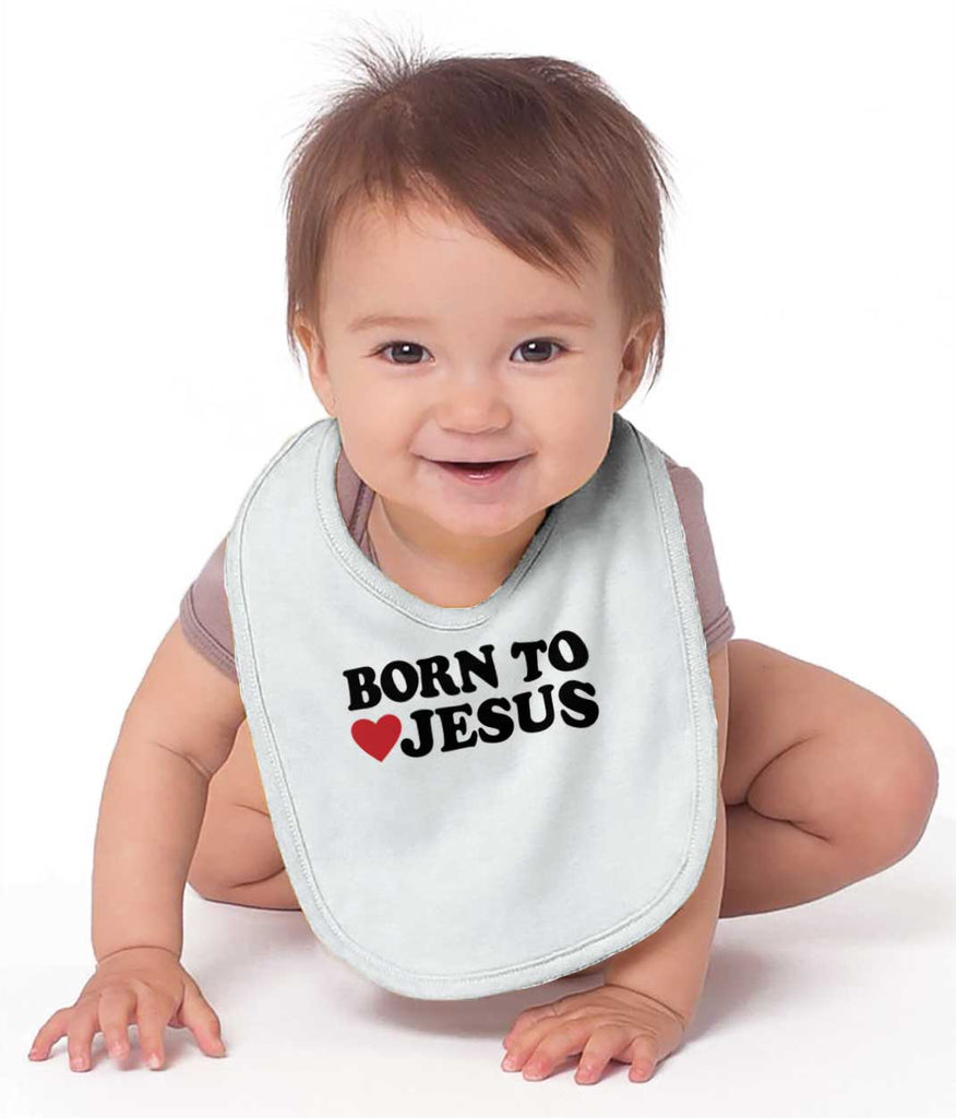 Born To Jesus Infant Baby Bib-Direct To Garment Print-Brisco Baby