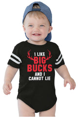 I Like Big Bucks Football Romper Bodysuit-Direct To Garment Print-Brisco Baby