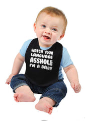 Watch Your Language Infant Baby Bib-Direct To Garment Print-Brisco Baby