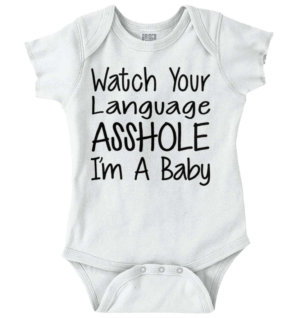 Watch The Language Romper Bodysuit-Direct To Garment Print-Brisco Baby