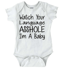 Watch The Language Romper Bodysuit-Direct To Garment Print-Brisco Baby