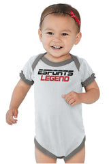 Sports Legend Professional Gamer Baby Ruffled Trim Romper-Direct To Garment Print-Brisco Baby