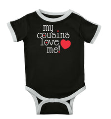 Cousins Love Me Ringer Romper Bodysuit-Direct To Garment Print-Brisco Baby