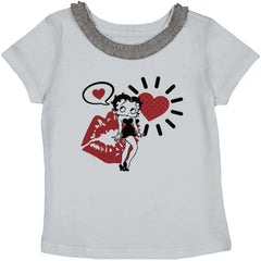 Cartoon Betty Toddler Ruffled Trim T-Shirt-Direct To Garment Print-Brisco Baby