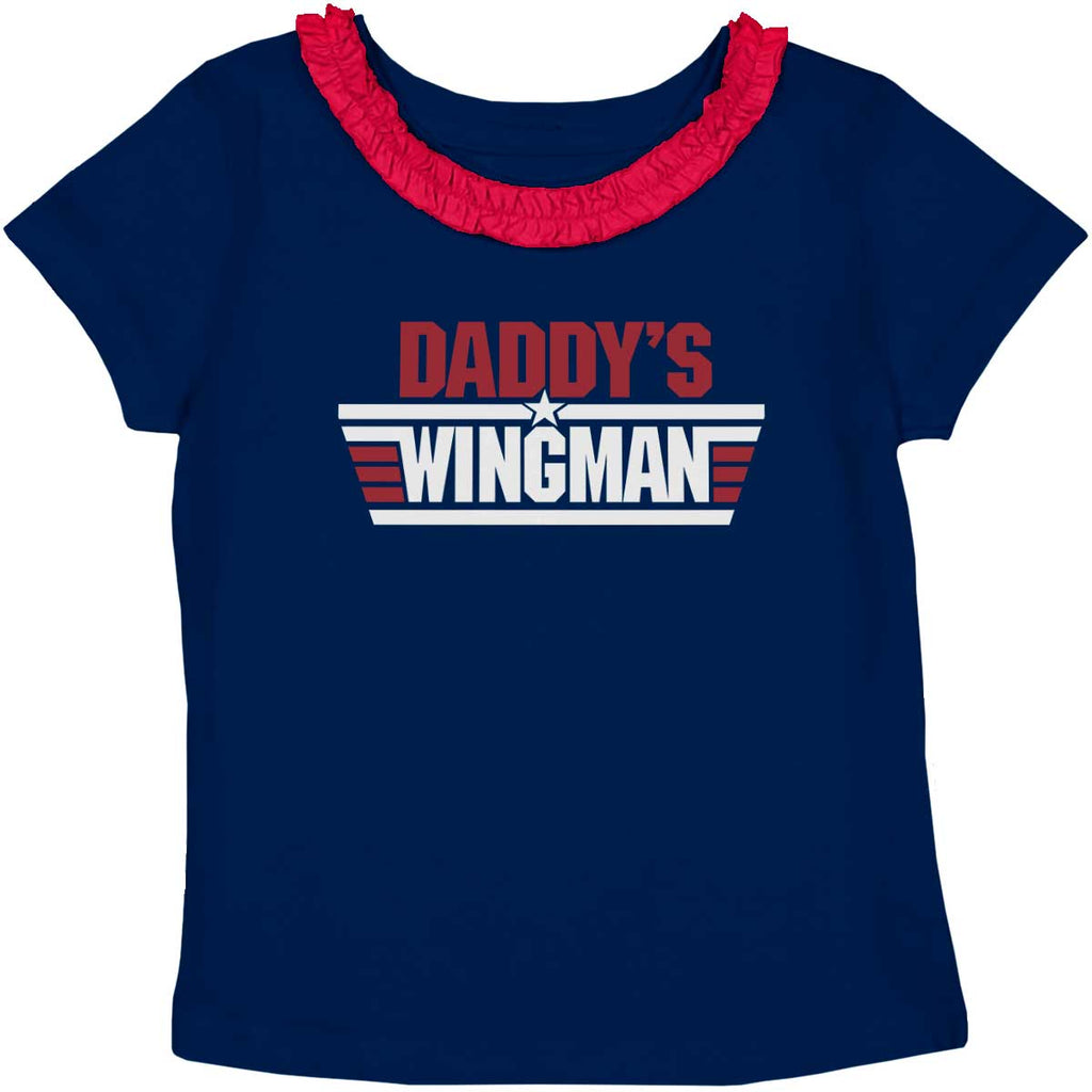 Daddy's Wingman Toddler Ruffled Trim T-Shirt-Direct To Garment Print-Brisco Baby
