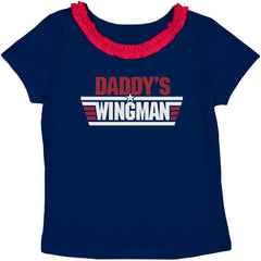 Daddy's Wingman Toddler Ruffled Trim T-Shirt-Direct To Garment Print-Brisco Baby