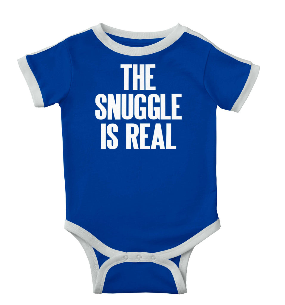 Snuggle Is Real Ringer Romper Bodysuit-Direct To Garment Print-Brisco Baby