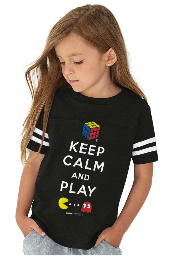 Keep Calm And Play Toddler Football Jersey Tee-Direct To Garment Print-Brisco Baby