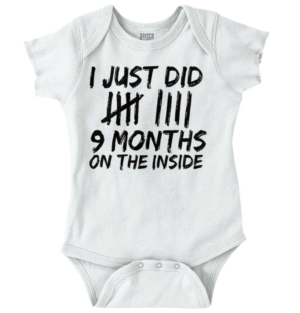 9 Months Inside Romper Bodysuit-Direct To Garment Print-Brisco Baby