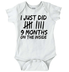 9 Months Inside Romper Bodysuit-Direct To Garment Print-Brisco Baby