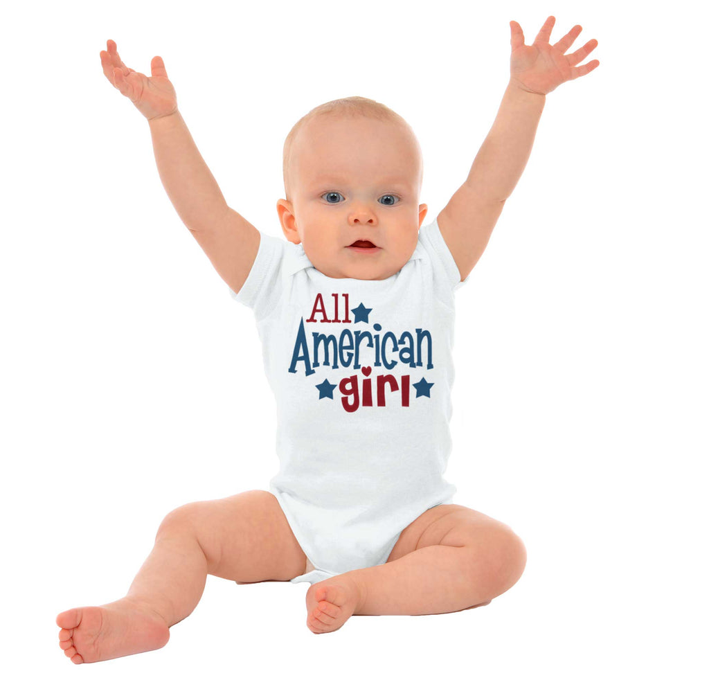 All American Girl Romper Bodysuit-Direct To Garment Print-Brisco Baby