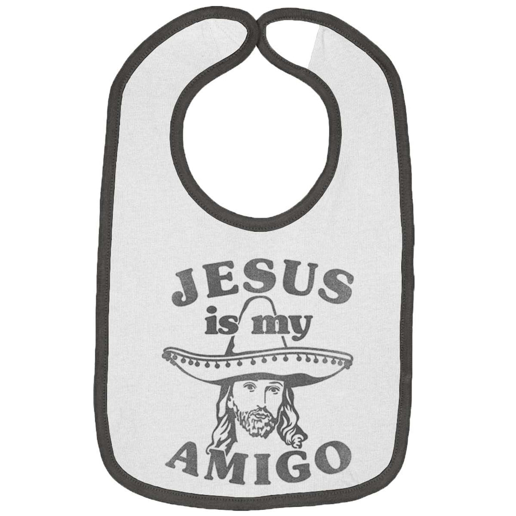 Amigo Jesus Trimmed Colored Velcro Bib-Direct To Garment Print-Brisco Baby