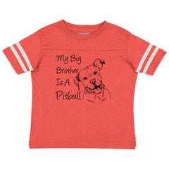 Brother is a Pitbull Toddler Football Jersey Tee-Direct To Garment Print-Brisco Baby